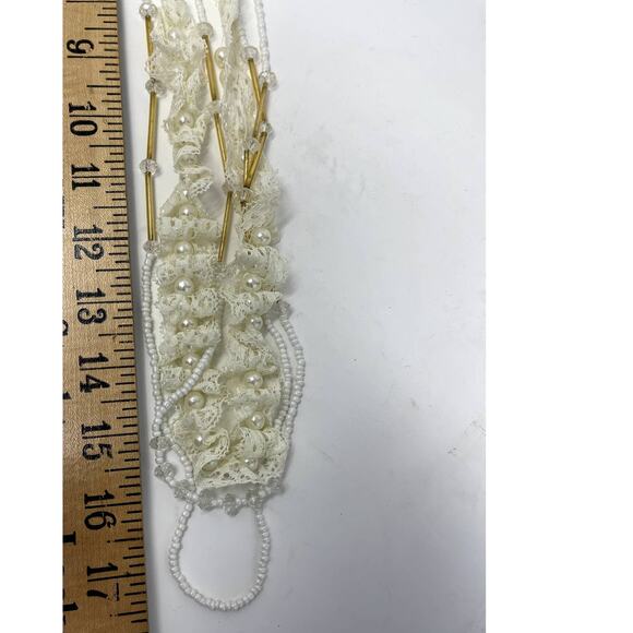 Vintage Lace, Crystal & Pearl Long Layered Necklace ~Wedding ~Victorian - Picture 10 of 10